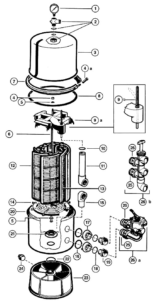 Swimming Pool Filter - Hayward Micro-Clear Vertical Grid DE Filter SS Tank