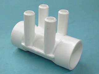 672-4140 - Manifold PVC,Water,WATERW,1.5 Inch S x 1.5 Inch S x (4) 3/4 Inch SB Port - 672-4140