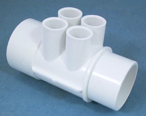 672-4250 - Manifold PVC,Water,WATERW,2 Inch S x 2 Inch Spg x (4) 1/2 Inch S Ports - 672-4250