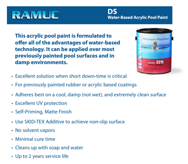 ramuc ds acrylic pool paint