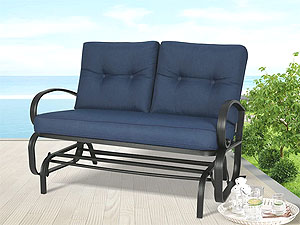 2 Person Rocking Glider Bench Loveseat, Navy