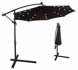 10' Outdoor Hot Tub Umbrella With Built-In Solar LED Lighting And Stand